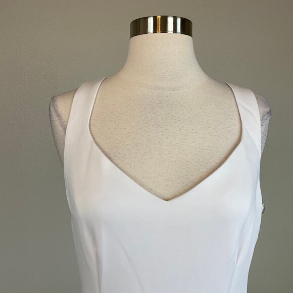 Laundry by Shelli Segal Women's Cocktail Dress Size 6 White Feather Trim Sheath - Picture 8 of 13